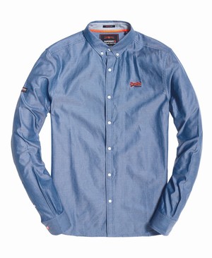 Superdry Premium Button Down Embroidered Férfi Hosszú Ujjú Ing Kék | ZOGKQ1849